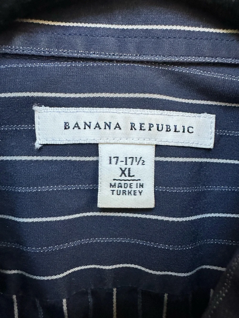 Banana Republic Men’s 17 1/2 XL Blue White Stripe Stretch Dress Shirt